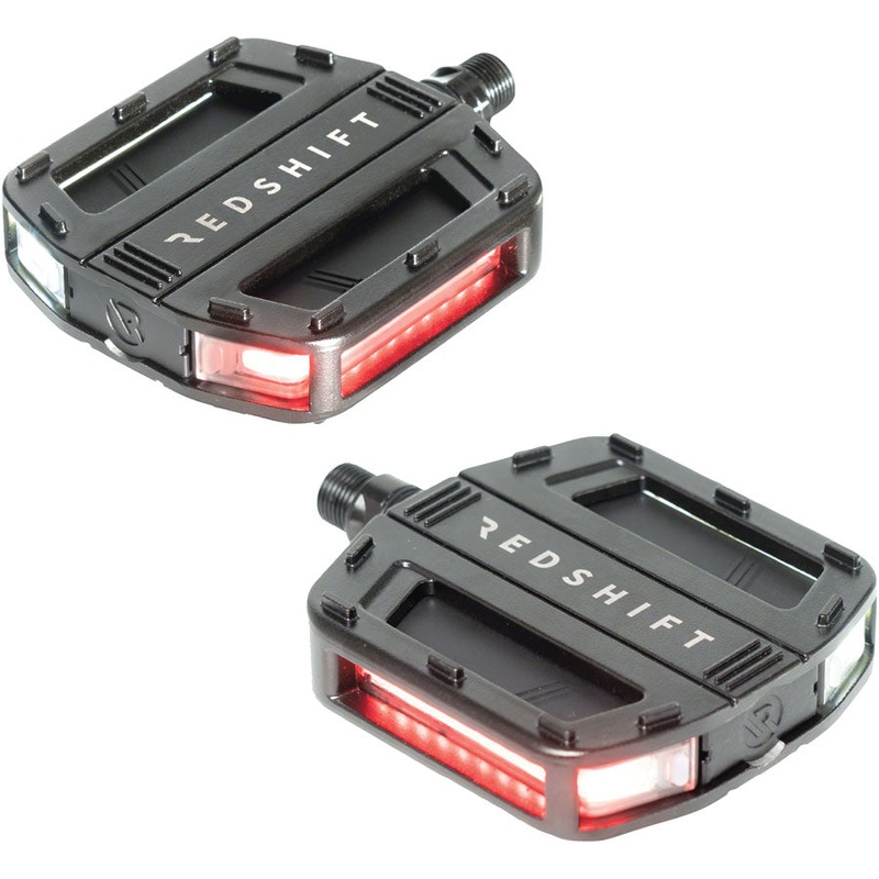 Redshift Sports Arclight Flat Pedals with Lights - Aluminum 9/16" Black
