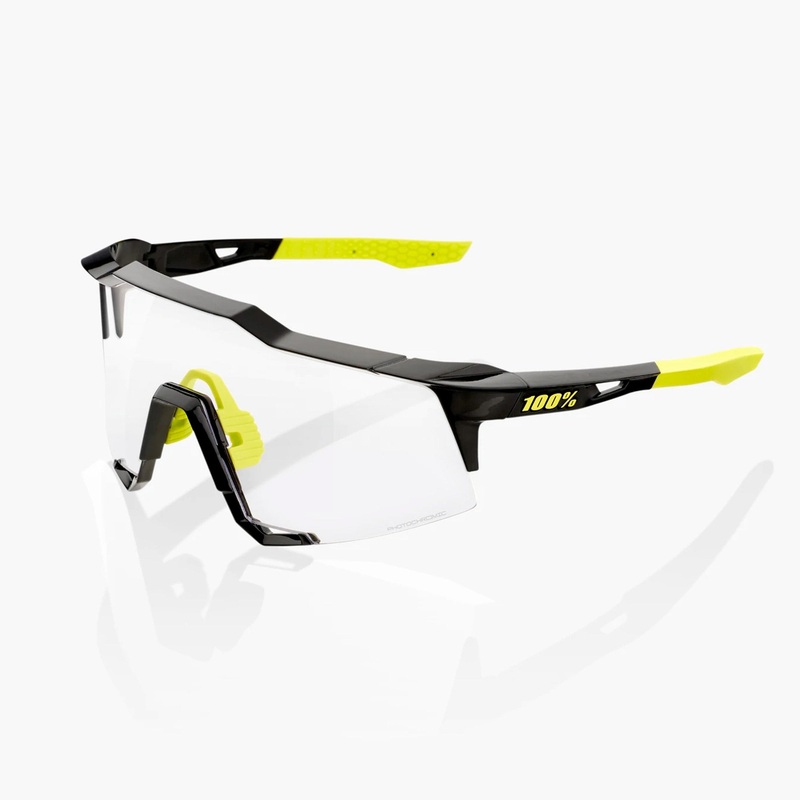 100% Speedcraft Cycling Sunglasses, Gloss Black, Photochromatic Lens